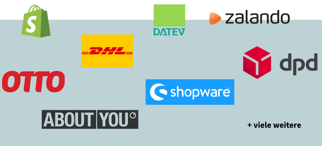 Angebundene Shops, Marktplätze und Logistikpartner